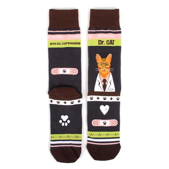 Health Care Heroes -Dr. Cat- Novelty Socks S/M - Picture 4 of 10